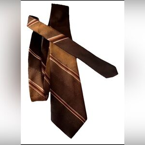 Oleg Cassini Brown and Gold Striped Tie